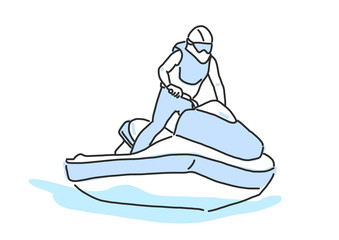 Jet ski. line drawing. hand drawn. vector illustration.