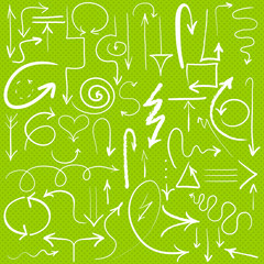 Isolated vector hand drawn arrows, set