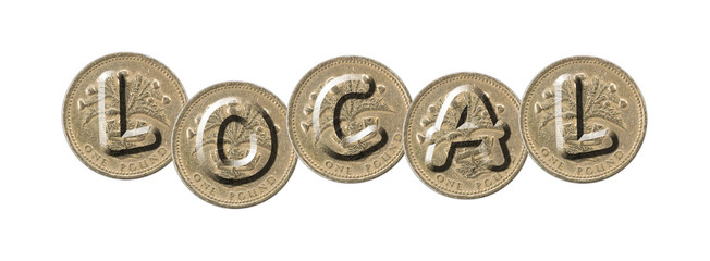 LOCAL -  Coins on white background