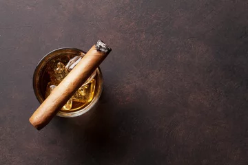  Whiskey with ice and cigar © karandaev