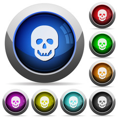 Human skull round glossy buttons
