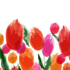 Frame of watercolor flowers made in vector. Hand drawn Style