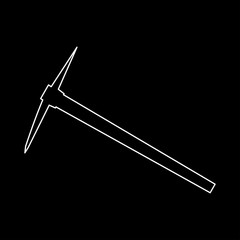 Pickaxe white color path icon .