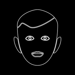 Little boy face white color path icon .