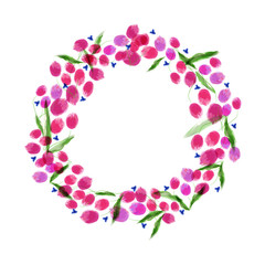 Frame of watercolor flowers made in vector. Hand drawn Style