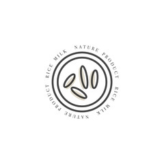 Vector set of packaging design elements and icons in linear style - rice milk