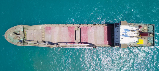 General cargo ship at sea - Aerial image