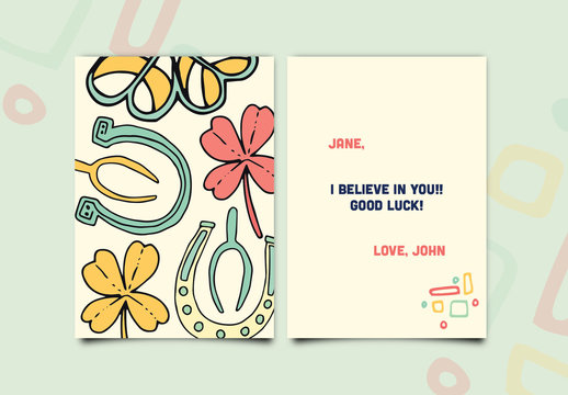 Horseshoe and Shamrock Greeting Card Layout 1