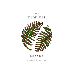 Simple logo collection. Engraved logotype set. Tropical beauty salon symbols. Vector illustration