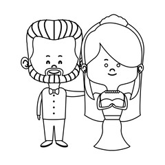 cute couple husband wife in wedding suit happy together