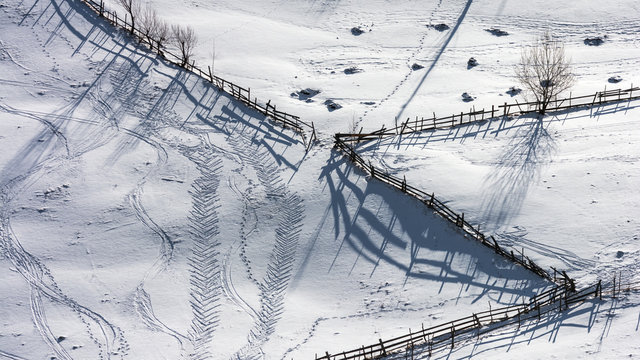 winter mountain landscape. Romania. Carpathian Mountains