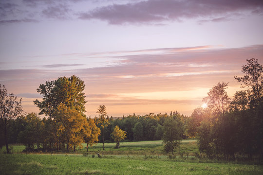 Sunset in a countryside landscape