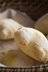Baked pita in a basket of vines