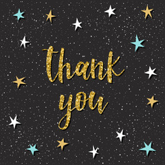 Naklejka premium Thank you. Handwritten lettering and hand drawn star