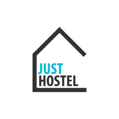 Hostel logo. Hotel logo. Travel rest place. Vector illustration.
