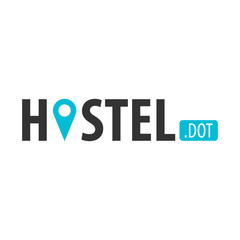 Hostel logo. Hotel logo. Travel rest place. Vector illustration.