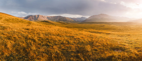 Highland plateau Eshtikkel at the Central Altai in Russia, Siberia - obrazy, fototapety, plakaty