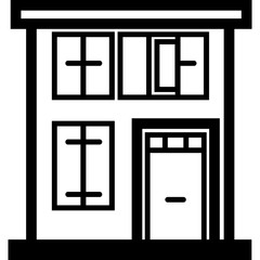 Vector Icon of a modern italian house near water in line art style. Pixel perfect. Travel and tourism, visit Italy 
