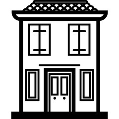 Vector Icon of a modern italian house near water in line art style. Pixel perfect. Travel and tourism, visit Italy 