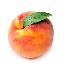 Sweet peach with water drops. © margo555
