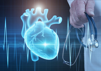 Modern medicine cardiology concept. Doctor with stethoscope