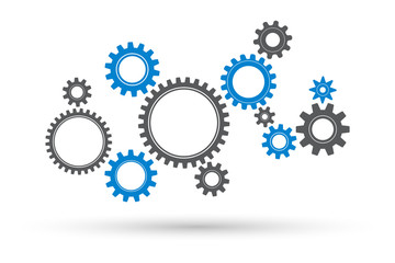 Gears and cog wheel on a white