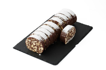Chocolate dessert on isolated background