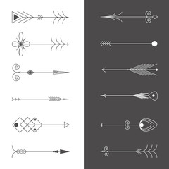 Arrow Clip art.  Tribal Vintage Retro Arrows Set. Vector