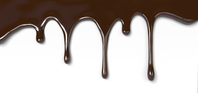 milk chocolate pouring isolated, 3d illustration