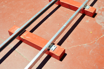 Closeup on colorful playground park abstract background. Playful happiness time, blurred image