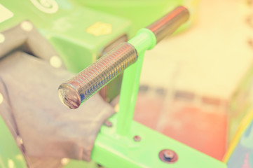 Closeup on colorful playground park abstract background. Playful happiness time, blurred image