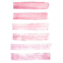 Hand painted pink watercolor grunge brush strokes isolated on th