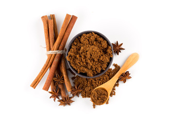 Brown sugar on white