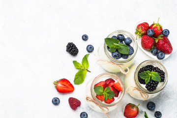 Fresh homemade yogurt with berries