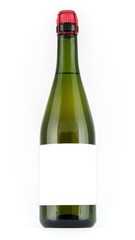 Layout bottle of wine on a white background with a blank label