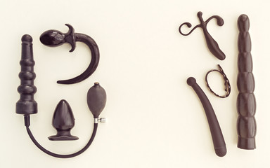 Different sex toys: dildo, prostate massager, vibrator, anal plug, pump and others