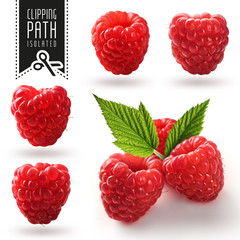 Raspberry set with clipping path.