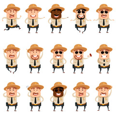 Fototapeta premium Set of flat police men icons