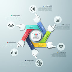 Business hands teamwork infographics template