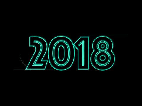 Jahreszahl 2018 in Petrol auf Schwarz geschrieben-Animiert