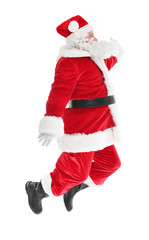 Happy authentic Santa Claus on white background