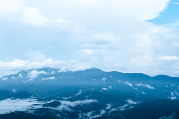 Fototapeta premium Fog on the mountain in the morning.