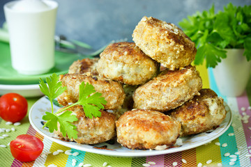 Ukrainian cuisine cutlets with rice zrazy