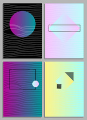 Posters with abstract forms, geometric style 80's, memphis. Retro-art for covers, banners, flyers and posters