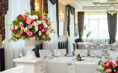 Luxurious wedding arrangement of fresh flowers