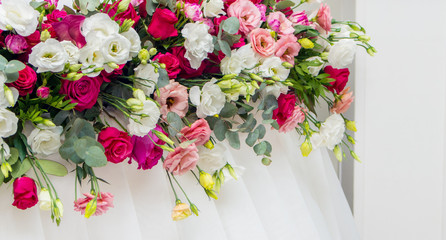 Luxurious wedding arrangement of fresh flowers