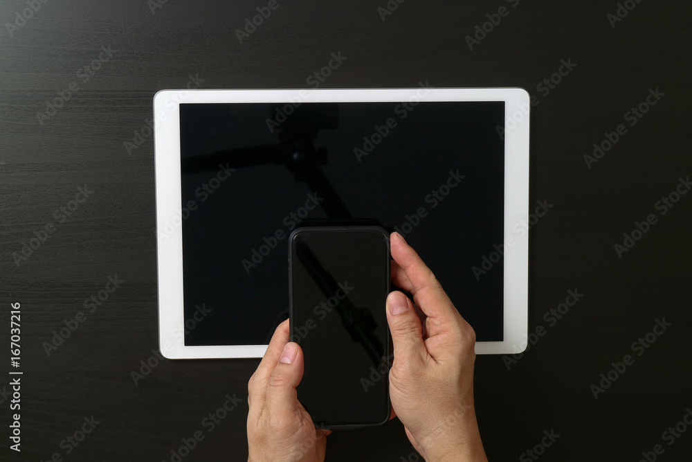 Poster cyber security internet and networking concept.businessman hand working with vr screen padlock icon 