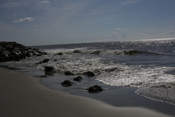 Rocky Beach Landscape at Fort Fisher Beach in North Carolina