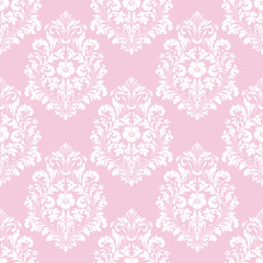 Vector damask seamless pattern background. Classical luxury old fashioned damask ornament, royal victorian seamless texture for wallpapers, textile, wrapping. Exquisite floral baroque template.