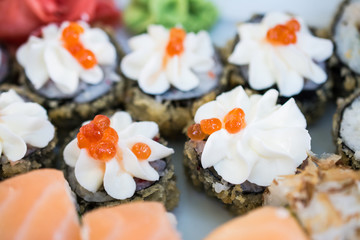 sushi plate close up